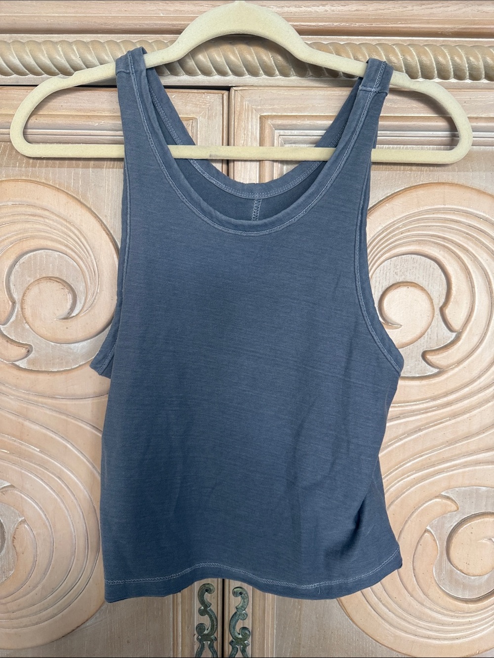 Free People Stormy Gray Ribbed Scoop Tank